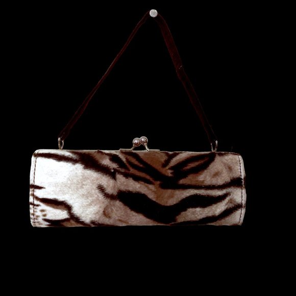 Vintage Mini Tiger Print Faux Fur Handbag, Clutch, Evening Bag, Mini Bag - Picture 9 of 10